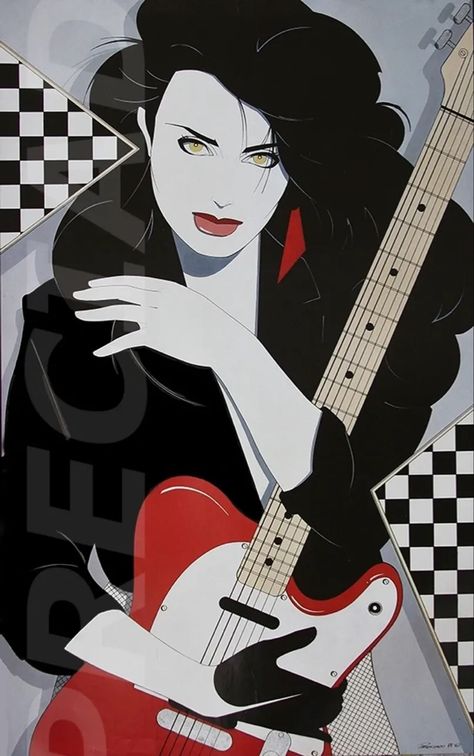 Red Telecaster, 80s Posters Art, Black Haired Woman, Nagel Art, Horses Art, Patrick Nagel, 1980s Art, Art Realism, 80s Pop