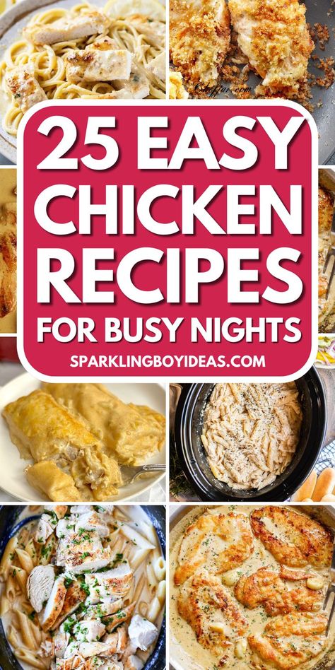 Explore our easy chicken recipes, perfect for family dinners! Dive into a world of easy chicken dinner ideas, like baked chicken, roasted chicken, grilled chicken, chicken casserole, and chicken pasta recipes. Our easy family dinner ideas are both delicious and easy to make, making them the best high-protein meals for families. From protein-packed family meals to one-pot chicken dinners, these healthy chicken dinners for families are sure to be crowd-pleasers. So try these cheap, easy meals. Fast Dinner Recipes Quick Meals Chicken, Easy Dinners For Families Chicken, Chicken For Supper Ideas, Easy Yummy Chicken Dinners, Easy Delicious Chicken Dinners, Easy Chicken Recipes For One, Ideas For Chicken Breast Easy Recipes, Easy Supper Ideas With Chicken, Easy Quick Chicken Breast Dinner