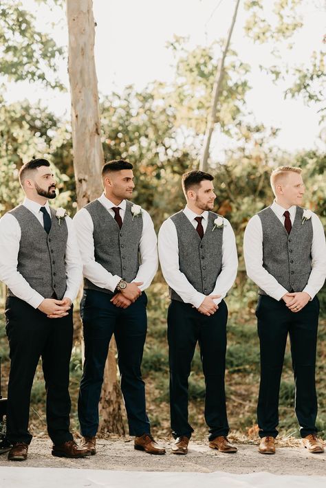 Chic Winter Wedding with a Tree Farm Ceremony Backdrop #winterweddingcolors #rusticceremonybackdrop #treefarmweddingvenue Cranberry Wedding, Wedding Groomsmen Attire, Winter Wedding Planning, Vintage Groom, Mens Wedding Attire, Groom Wedding Attire, Groomsmen Outfits, Winter Wedding Colors, Groom And Groomsmen Attire