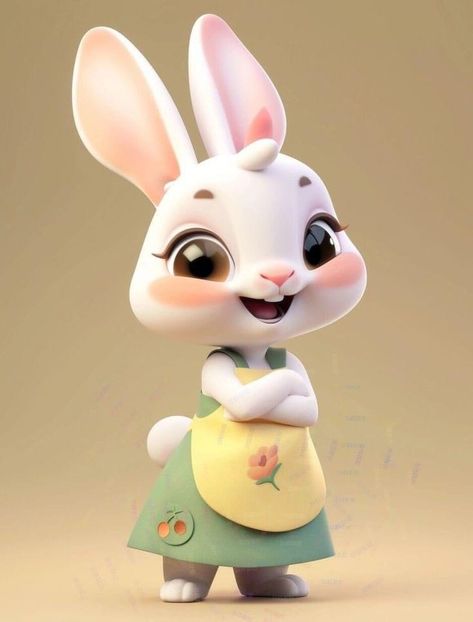 Easter Figurine, Cute Kimonos, Casual Art, 99 Design, Cute Animal Illustration, Rabbit Dolls, Character Inspo, Rabbit Cartoon, 3d Cartoon