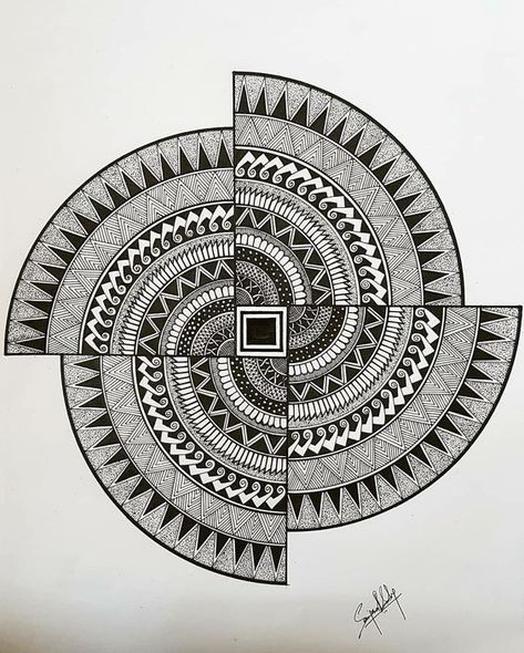 Simple Unique Drawings, Peacock Mandala Art Easy, Corner Mandala Art, Mandela Art Easy, Simple Mandala Art For Beginners, Corner Mandala, Unique Mandala Drawing, Painting Idea For Beginners, Sketches Pen