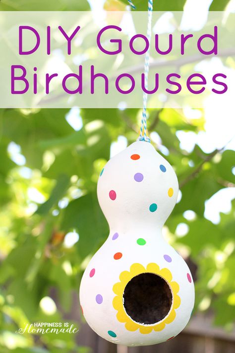 Diy Birdhouse, Gourds Birdhouse, Bird House Kits, Gourds Crafts, Painted Gourds, Bird Houses Diy, Diy Outdoor Decor, 15 Diy, Handmade Beauty Products