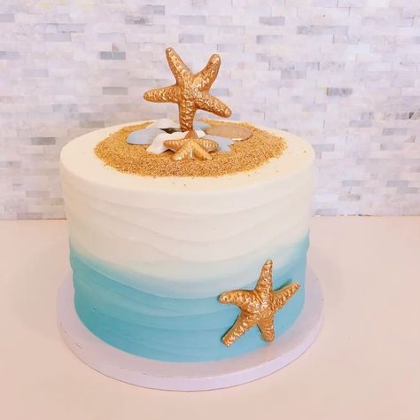 Crab Cupcakes, Starfish Cake, Ocean Birthday Cakes, Beach Birthday Cake, Beach Cupcakes, Sand Cake, Homemade Buttercream, Beach Themed Cakes, Buttercream Chocolate