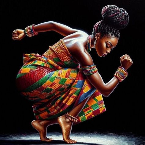 African Art Paintings Black Women, African Women Art Painting, African Women Art Drawing, African Dancing, Afro Painting, African Women Painting, Black Power Art, Africa Art Design, African Women Art