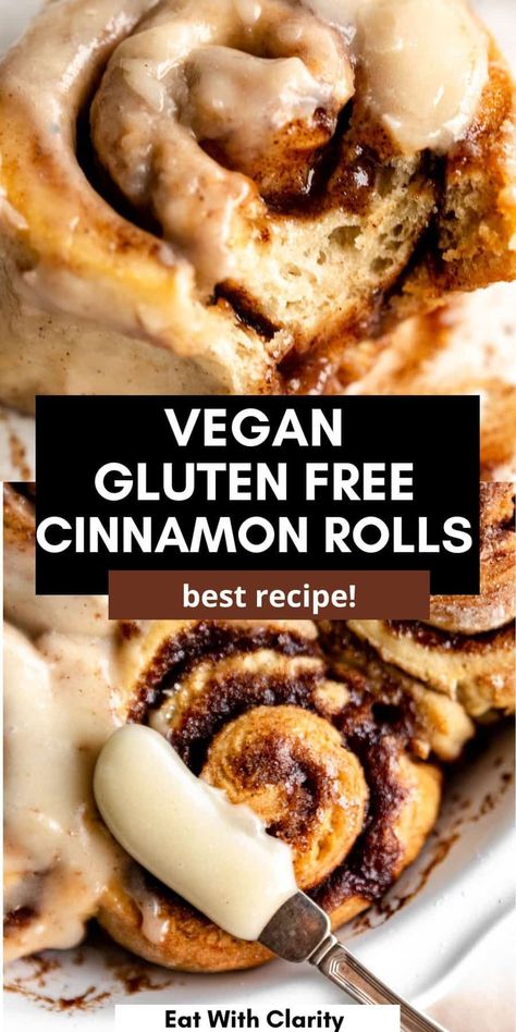 These vegan gluten free cinnamon rolls are easy to make, perfect for christmas morning and great for breakfast or dessert. These cinnamon rolls are a total crowd pleaser. No Yeast Cinnamon Rolls, Gluten Free Cinnamon, Gluten Free Cinnamon Rolls, Vegan Cinnamon Rolls, Cinnamon Rolls Easy, Vegan Cream Cheese, Cinnamon Rolls Homemade, Cinnamon Rolls Recipe, Morning Breakfast