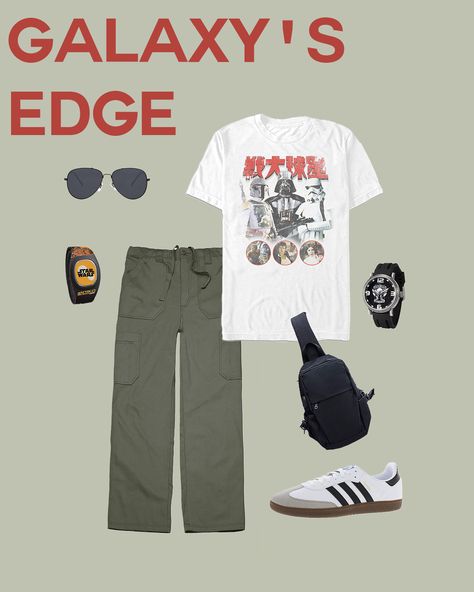 The Best Tees to Wear to Disney's Star Wars: Galaxy's Edge - AllEars.Net Star Wars Outfits Men, Galaxy's Edge Outfit, Disneybound Ideas, Disney Park Outfit, Disney Cheap, Park Outfit, Star Wars Galaxy's Edge, Disney Challenge, Disney College