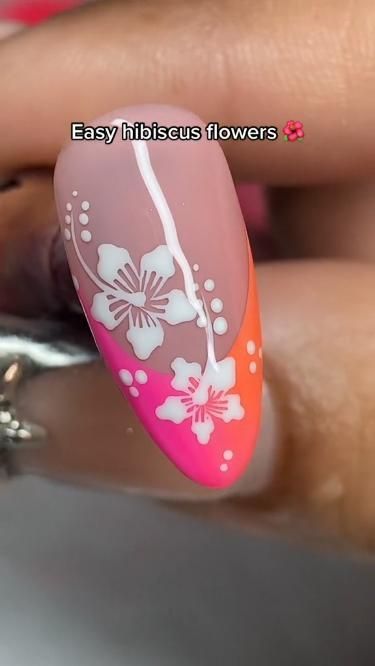 Embrace the spirit of summer with our easy hibiscus flowersDiscover the hottest 2023 nail trendsfrom vibrant neon hues to playful tropical motifsas we provide the ultimate nail inspiration for a stylish and unforgettable summer seasonGet ready to turn heads with your trendy and eye-catching nails💅🏼🔥🌴 Summer Nail Tutorials, Tropical Flower Nails, Hibiscus Nail Art, Tropical Nail Art, 2023 Nail, Tropical Nails, Rose Nail Art, Summery Nails, Neon Nails