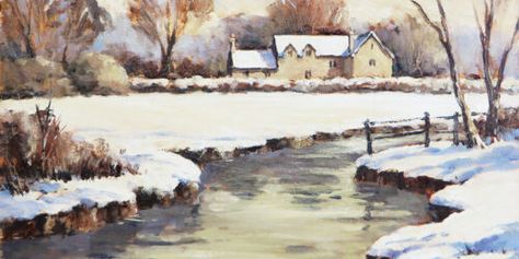 Oil Painting Tutorials | Ken Bromley Art Supplies Blog Snow Landscapes Art, Claude Monet Winter Paintings, Snowy Landscape Art, Charles Evans Watercolour, Landscape Drawing Tutorial, Snow Oil Paintings Winter Landscape, Evans Art, Bob Ross Paintings, Desert Colors