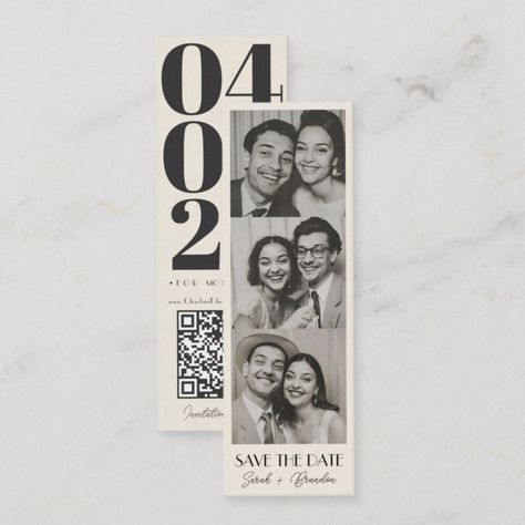 Vintage Photobooth Bookmark Qrcode Save the Date Calling Card Polaroid Wedding Save The Date, Unique Wedding Photo Booth, Movie Ticket Save The Date, Photobooth Save The Date Diy, Paperless Post Save The Date, Film Save The Date, Music Themed Save The Date, Photo Booth Save The Date Magnet, Photo Booth Strip Save The Date