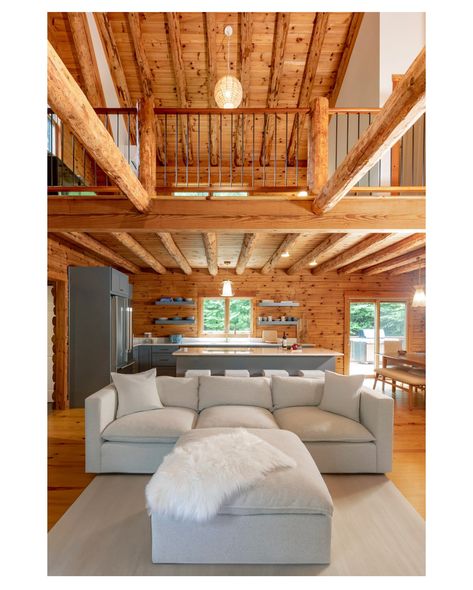 New in EB real estate: Waterfalls Road Log Cabin in Kerhonkson, NY ✨ Just over an hour and a half from New York City, this fully renovated, turn-key log cabin is equal parts modern style and rustic charm. Set on nearly three acres in Kerhonkson, this home is centrally located in the foothills of the Catskills, creating a basecamp for outdoor recreation, local shopping, and exploring the surrounding area. Features include: 🏡 Three bedroom, two and a half bathroom log cabin; 🌲 1,806 square fo... Log Cabin Renovation Interiors, Log Cabin Aesthetic Interior, Log Cabin Renovation, Kerhonkson Ny, Cabin Renovation, Cabin Interior Design, Cabin Aesthetic, Tall Windows, The Catskills