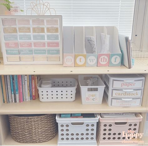 Classroom Fridge, Teacher Desk Areas, Classroom Decoration Ideas, Teacher Desk Organization, Teaching Classroom Decor, Classroom Organization Elementary, Teaching Organization, Kindergarten Classroom Decor, Classroom Makeover