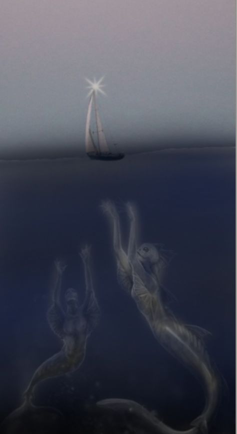 Thalassophobia Drawing, Dark Sea Creatures, Siren Scary, Scary Sea, Scary Mermaid, Scary Paintings, Underwater Drawing, Scary Ocean, Whale Drawing