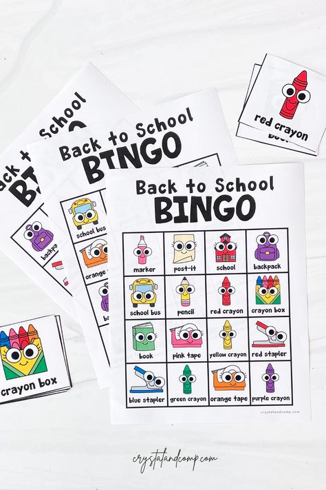 School Supplies Activities For Kids, Back To School Bingo, Preschool First Day, Printable Bingo Games, School Suplies, All About Me Preschool, English Skills, Bingo Printable, Printable Activities For Kids