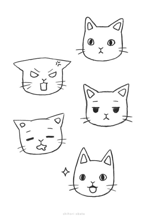 23 Easy Cat Drawing Ideas How To Draw Cats, Easy Cat Drawing, Cat Drawing Ideas, Cat Face Drawing, Draw Cats, Simple Cat Drawing, Dibujo Simple, Lino Cuts, Drawing Ideas Easy