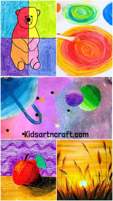 Easy Oil Pastel Drawing Ideas Pastel Drawing Ideas Easy, Oil Pastel Art For Kids, Oil Pastel For Kids, Oil Pastel Drawing Ideas, Pastel Drawing Easy, Pastel Drawing Ideas, Dolphin Drawing, Kindergarten Art Lessons, Oil Pastel Drawings Easy