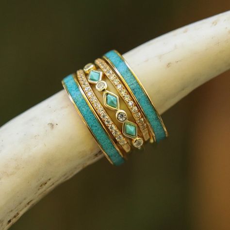 Turquoise wedding ring set