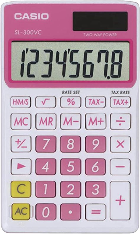 Large 8 Digit LCD Display Smart Points Calculator, Pink Gadgets, Basic Calculators, Pink Places, Calculator Design, Gadgets Électroniques, Solar Calculator, Pink Items, Math Materials