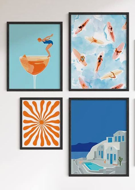 Seascape Posters Gallery Wall Art Set of 6 - Beach Wall Art, Evil Eye Wall Decor, Travel Pictures for Wall, California Wall Art, Blue Poster, Orange Wall Art, trendy wall art, living room design, living room decor, modern living room Posters Gallery Wall, Dorm Paintings, Evil Eye Wall Decor, Pictures For Wall, Blue Dorm, Eye Wall Decor, Bright Colors Art, Travel Gallery Wall, Beach Room Decor