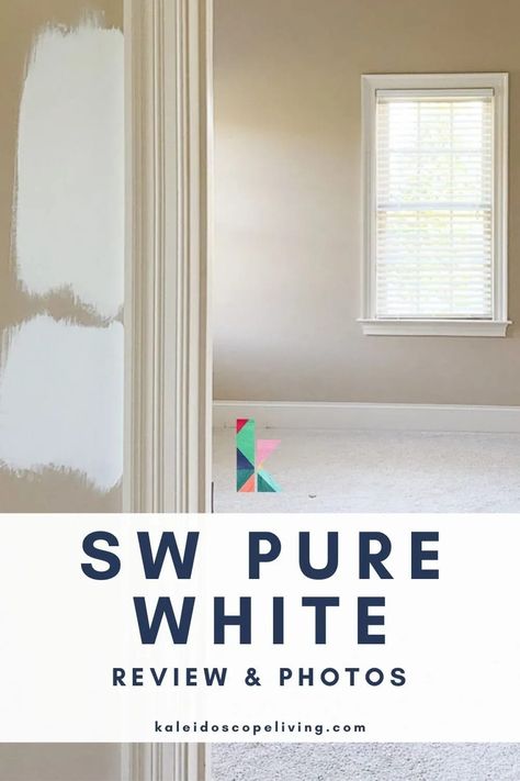 Pure White by Sherwin-Williams is a beautiful, neutral white that is a great choice for anyone who wants white walls, trim and/or ceilings. It's bright and crisp but doesn't feel cold or stark. Learn if Sherwin Williams Pure White SW7005 Paint is the best white paint for your walls! See comparisons of Pure White vs. Alabaster and other popular white paint colors. Popular White Paint Colors, Popular White Paint, Pure White Paint Color, Sherwin Williams Pure White, Pure White Sherwin Williams, White Ceiling Paint, Ceiling Paint Colors, Sherwin Williams Extra White, White Interior Paint