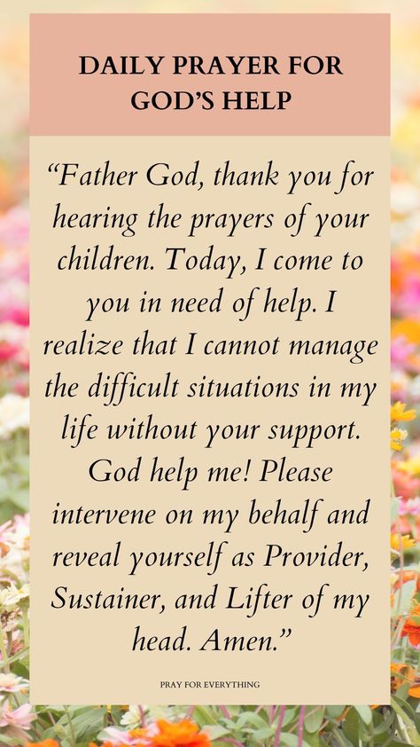 Do you need help navigating a challenging situation? Use this simple daily prayer to ask God for help in whatever situation you are facing. Prayers To Focus On God, Prayers For Help From God, Prayers For Self Care And Love, Prayer For Help From God, Prayer For, Daily Prayers, Daily Prayers Mornings, Daily Christian Prayers, Powerful Morning Prayer