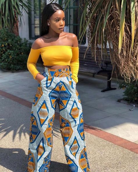 Ankara Trouser and Top Styles for Lovely Ladies -  DeZango  FacebookTwitterWhatsAppAddThis Ankara Trousers, Kitenge Designs, Kitenge Fashion, Africa Style, African Outfits, African Designs, Style Africain, African Fashion Designers, Wardrobe Goals