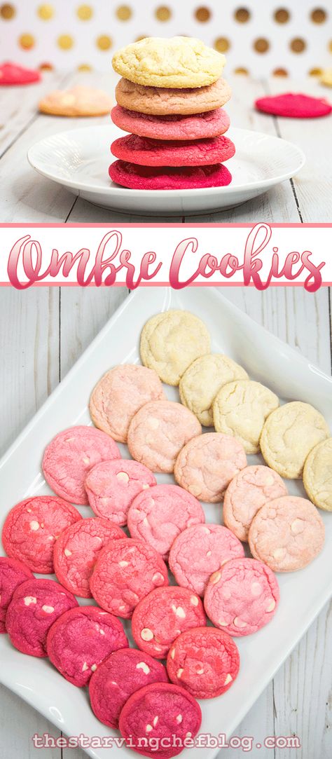 Colored Chocolate Chip Cookies, Pink Cookies Recipe, Pink Chocolate Chip Cookies, Ombre Cookies, Vday Treats, Cookie Packing, Colorful Cookies, Colored Cookies, Bake Something