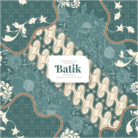 Batik seamless pattern 19 | Premium Vector #Freepik #vector #aesthetic #green #background #texture Batik Graphic Design, Aesthetic Green Background, Batik Vector, Batik Tradisional, Graduation Clothes, Batik Background, Background Batik, Indonesian Batik, Motif Batik