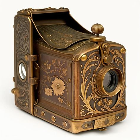 Photographer Fools the Internet With AI-Generated Cameras That Don't Exist | PetaPixel Victorian Camera, Victorian Objects, Famous French Actresses, Pinhole Photography, Cute Camera, Natural Accessories, Antique Cameras, Vintage Props, Camera Obscura