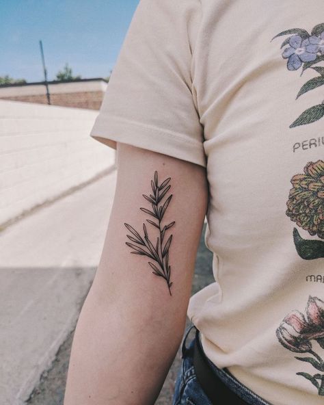 Rosemary Tattoo, Herb Tattoo, Wörter Tattoos, Kunst Tattoos, Plant Tattoo, Botanical Tattoo, 1 Tattoo, Fine Line Tattoos, Word Tattoos