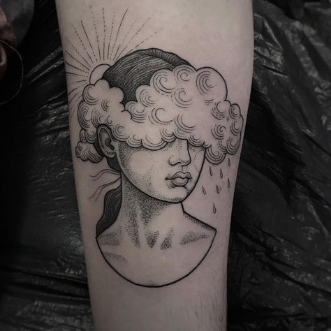 Suflanda on Instagram: “Who knows that feeling 🌧☀️” Cloud Tattoo Design, Rain Tattoo, Storm Tattoo, Cloud Tattoo, Sopot, Head Tattoos, Dream Tattoos, Sleeve Tattoos For Women, Blackwork Tattoo