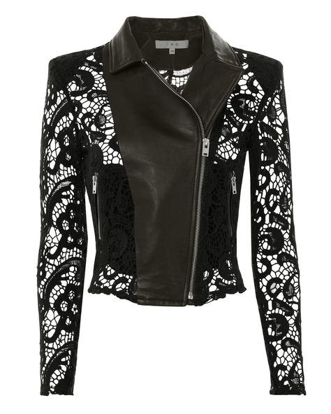 LACEMOTOBLKEXCL_1 Moto Leather Jacket, Leather Jacket Outfits, Real Leather Jacket, Lace Jacket, Cute Jackets, Leather Jackets Women, Mode Inspiration, Leather And Lace, Jacket Outfits