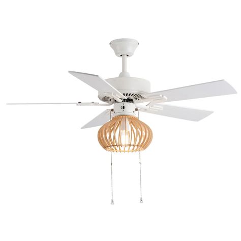 Mercer41 42" LED 5-Blade Adelaide White Lighted Ceiling Fan | Wayfair Ceiling Fan Direction, Ceiling Fan Size, Wood Ceiling Fans, Bronze Ceiling Fan, Cage Light, Indoor Tanning, White Ceiling Fan, Basket Lighting, Wood Ceiling