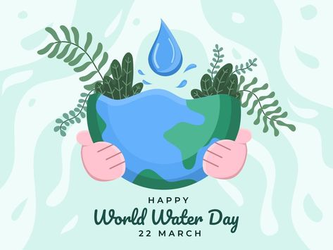 World water day design illustration with people hand hug earth. World Water Day at 22 march poster campaigns. Save earth water. Can be used for banner, poster, greeting card, website, flyer. Save Water Poster Drawing, Save Water Poster, Earth Drawings, Water Poster, Bullet Journal Paper, World Water Day, Water Day, World Water, Boho Party