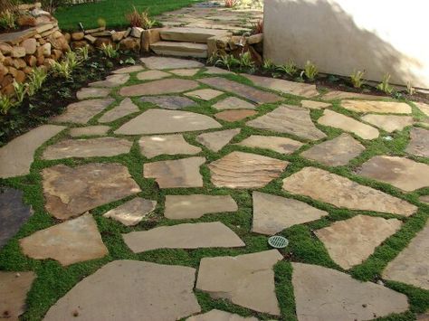 Backyard Flagstone Patio Design, Build A Patio, Stone Patio Designs, Hardscape Backyard, Building A Patio, Patio Pavers Design, Flagstone Patio, Stone Walkway, Paving Stones