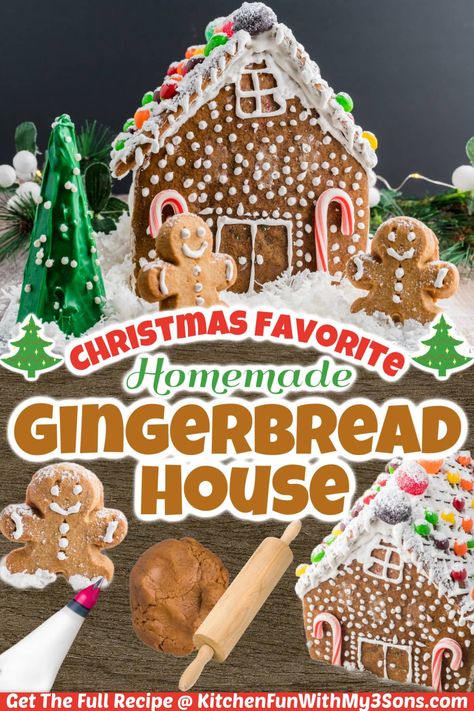 A fun activity that you can do with your kids during the holidays is make a homemade Gingerbread House. This recipe provides you with a structurally sound house that tastes good, too! You will want to make it every Christmas. Homemade Ginger Bread House, Recipe For Gingerbread House, Homemade Ginger Bread, Gingerbread Cookie House, Perfect Royal Icing, Gingerbread House Icing, Gingerbread Icing, Homemade Gingerbread House, Gingerbread House Recipe