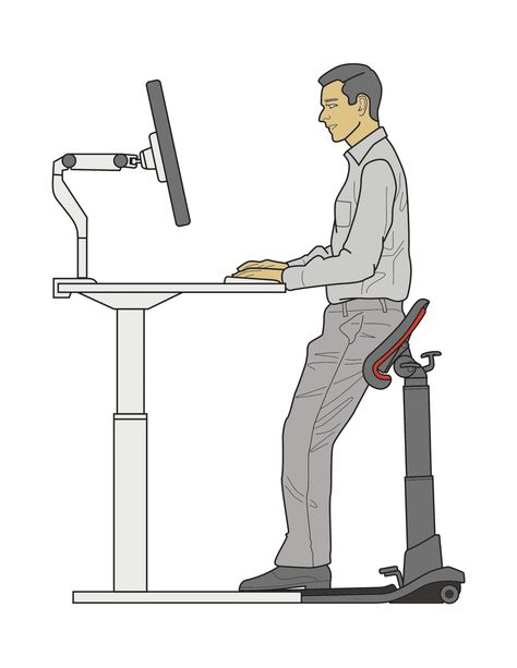 Ergo Impact & LeanRite | Best Ergonomic Standing Desk Chair Standing Chair, Table Sketch, Standing Work Station, Standing Desk Chair, Best Standing Desk, Industrial Design Portfolio, Standing Desk Ergonomics, School Tables, Standing Desk Office