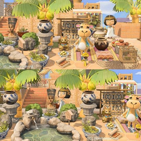 Animal Crossing Codes Designs on Instagram: “I've never visited mediterranean inspired island and I really need to. Just wow. 🌸✨ by @_horriblegaming This is where Sahara lives when…” Acnh Ankha, Acnh Desert Island, Acnh Egypt, Egypt Animals, Acnh Summer, Arabian Theme, Egypt Design, Indian Animals, Pirate Island