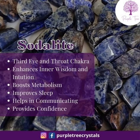 Crystal of the Day THURSDAY - Sodalite Crystals Properties, Blue Crystals Stones, Crystal Properties, Crystals Healing Properties, Purple Trees, Crystals Healing, Protection Amulet, Sleep Help, Witchy Stuff