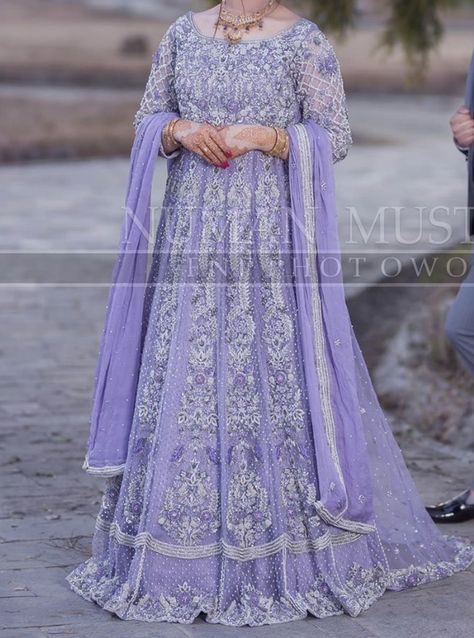 Purple Pakistani Dress, Couple Twinning Outfits, Waleema Dress, Wedding Dresses Purple, Walima Bride, Twinning Outfits, Walima Dresses, Valima Bride, Long Anarkali Gown