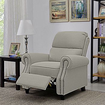 Anna Push Back Recliner-JCPenney Reclining Chair, Online Furniture Shopping, Chair Types, Leather Recliner, Sit Back And Relax, Nailhead Trim, Room Chairs, Reading Nook, Club Chairs