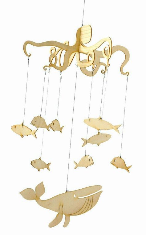 Fish Mobile, Nautical Nursery, Themed Nursery, Woodworking Jigs, 3d Laser, The Ceiling, Laser Machine, Wind Chime, Wood Toys