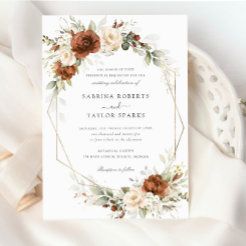 Floral Wedding Invitations Wedding Invitations & Templates | Zazzle Collar Cards, Greenery Gold Wedding, Wedding Invatations, Orange Wedding Themes, Western Wedding Invitations, Olive Green Weddings, Wedding Boards, Burnt Orange Weddings, Gold Wedding Invitation