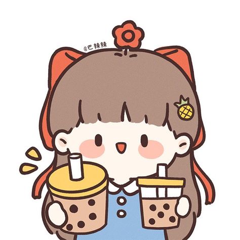 Cartoon Drawings Of Animals, Chibi Girl, Cute Anime Chibi, Cartoon Logo, Chibi Drawings, Cute Doodle Art, Boba Tea, Cute Easy Drawings