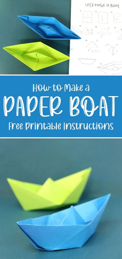 How to Make a Boat with Paper - 2 Easy Ways Boat With Paper, Paper Boat Instructions, Paper Boat Folding, Origami Boat Instructions, Origami Sailboat, Paper Boat Origami, Boat Craft, Make A Paper Boat, Steam Ship