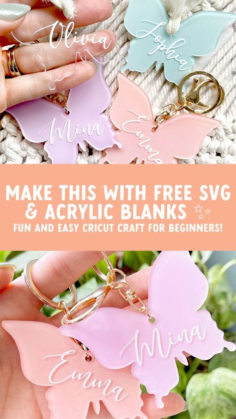 Make this with FREE SVG & Acrylic Blanks ✨ Keychain Cricut, Diy Gift Tag, Blank Keychain, Christmas Gift Diy, Bookmark Diy, Diy Bookmark, Sticker Making, How To Use Cricut, Acrylic Blanks