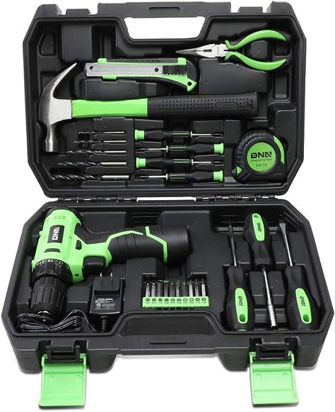 DNA MOTORING TOOLS-00018 Green 27 PCs 12V Cordless Power Drill Driver Bit Set w/Charger+Screwdrivers+Pliers Home Repair Kit, mint green Wood Drill Bits, Hand Tool Kit, Hand Tool Sets, Drill Set, Drill Driver, Work Tools, Cordless Drill, Socket Set, Power Drill