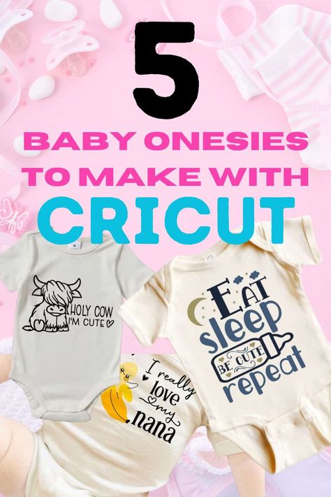 5 Easy Baby Onesies to Make with Cricut - Discover the joy of creating custom onesies with our top 5 personalized baby onesie Cricut ideas – perfect for moms looking to add a homemade touch to their newborn's wardrobe. Decorate A Onsie Ideas, Gender Neutral Onesies Diy, Infant Onsie Ideas, Cricut Newborn Projects, Cricut Onesie Ideas, Baby Onesies Cricut, Baby Girl Onesies Vinyl, Cricut Baby Onesie, Cricut Onesie