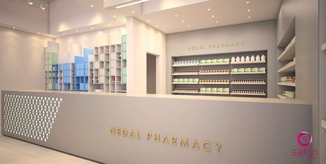 Modern Pharmacy Counter Design, Pharmacy Design Interior Shelves, Pharmacy Design Interior, Pharmacy Counter Design, Modern Pharmacy Design, Pharmacy Design Ideas, Medical Dispensary, Pharmacy Interior Design, Pediatric Office Decor