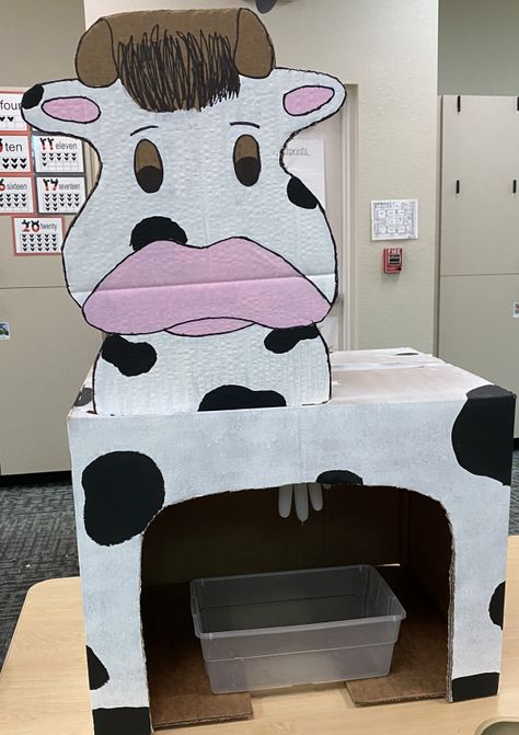 How To Make Your Own Milking Center for Play-Based Learning - wearethehawleys Milking Cow, Preschool Classrooms, Farm Animals Preschool, Farm Theme Preschool, Cow Craft, Milk The Cow, Farm Craft, Farm Preschool, Farm Activities