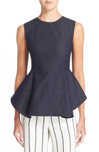 Theory Kalsing Sleeveless Denim Peplum Top {worn by Karla Mosley's Maya ♥ The Young + The Restless} Nordstrom Women, Suede Tops, Couture Fashion, Trend Setter, Stretch Denim, Peplum Top, Spring Fashion, Sleeveless Top, Nordstrom